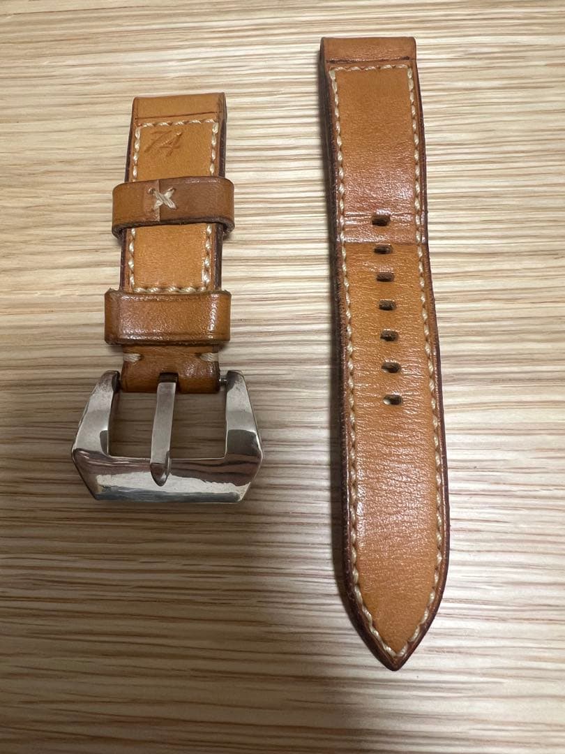 松下庵 22mm ナチュラルレザー シルバー925尾錠 箱付き　パネライ