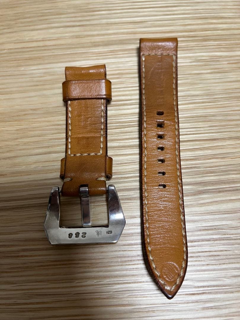 松下庵 22mm ナチュラルレザー シルバー925尾錠 箱付き　パネライ