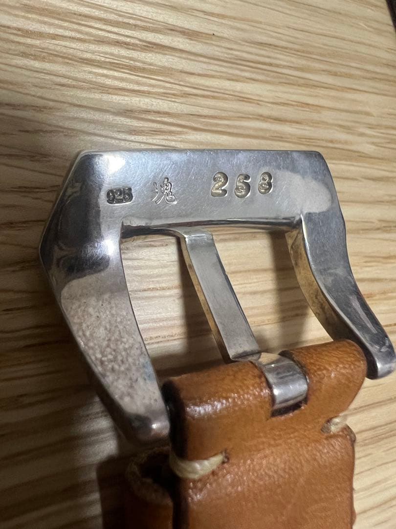 松下庵 22mm ナチュラルレザー シルバー925尾錠 箱付き　パネライ