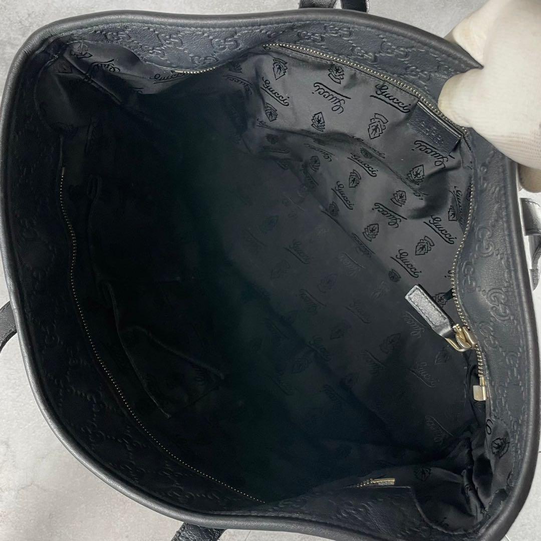 美品✨GUCCI トートバッグ A4 バンド ビジネス ggレザー ブラック