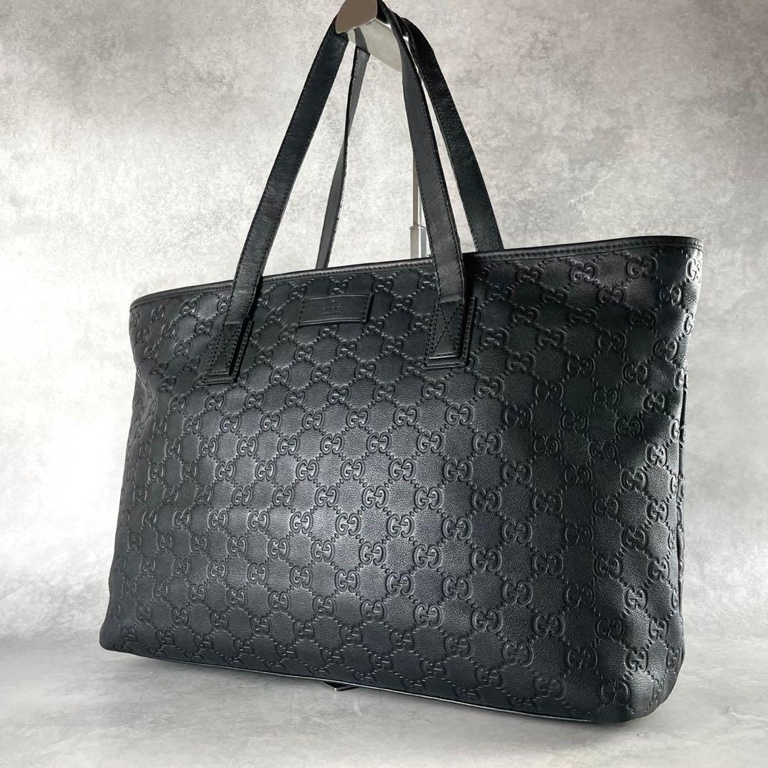 美品✨GUCCI トートバッグ A4 バンド ビジネス ggレザー ブラック