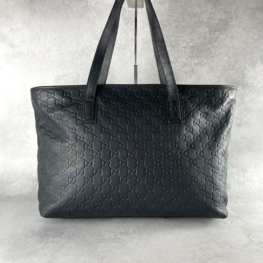 美品✨GUCCI トートバッグ A4 バンド ビジネス ggレザー ブラック