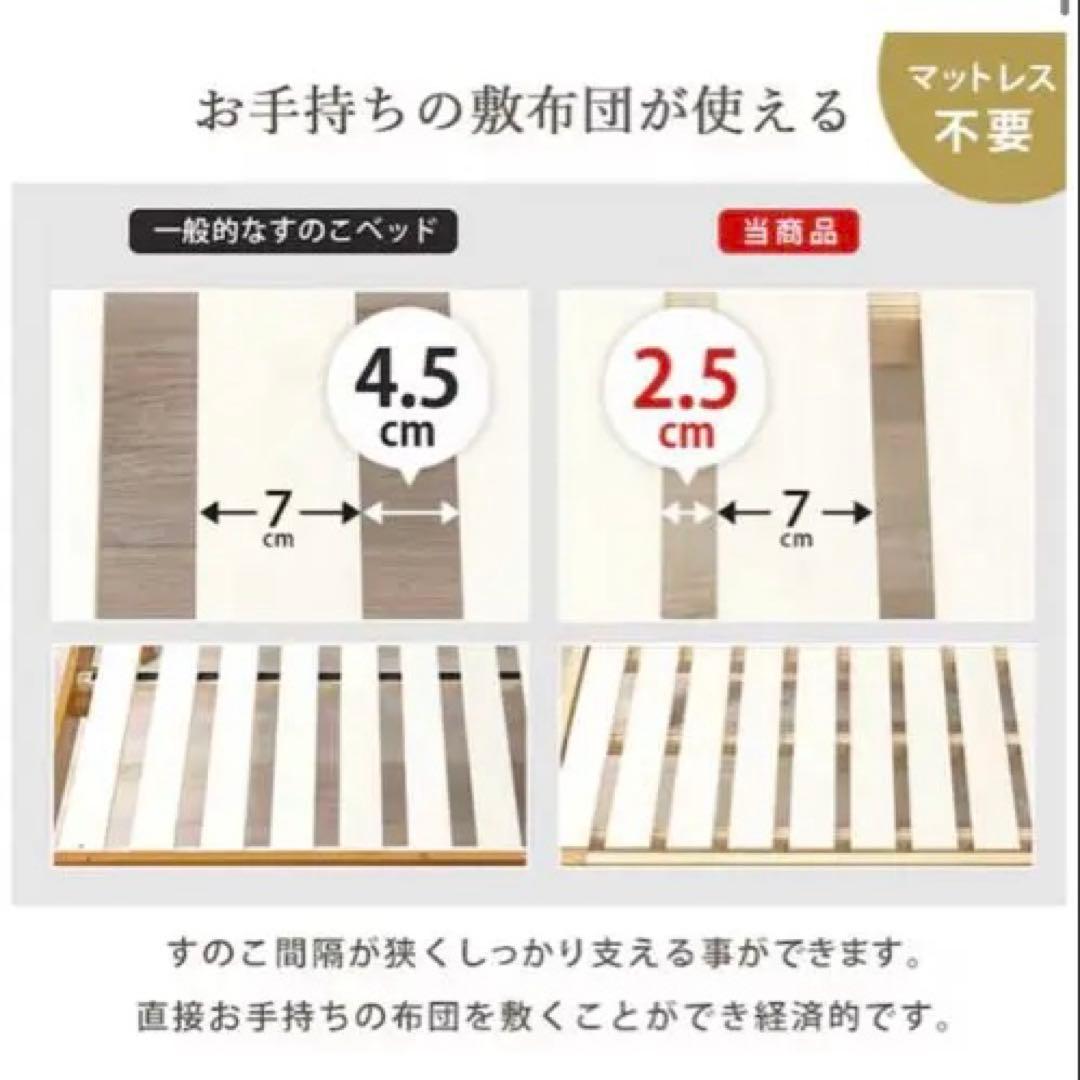 シングルベッドフレーム ホワイト 宮付きすのこ