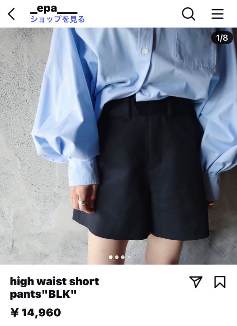 新品　epa エパ　ハイウエストショートパンツ　ブラック