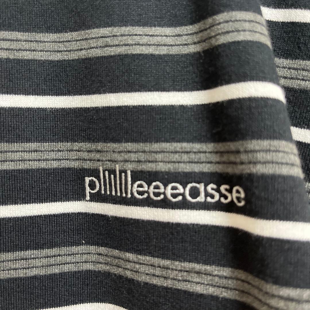 plllllleeasse ブラックストライプ長袖カットソー Lサイズ
