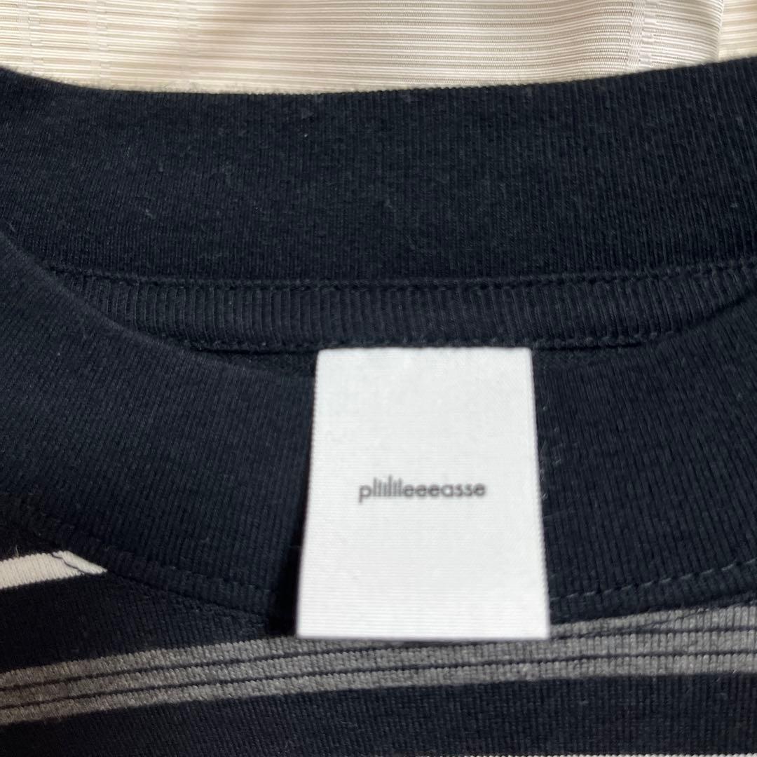 plllllleeasse ブラックストライプ長袖カットソー Lサイズ