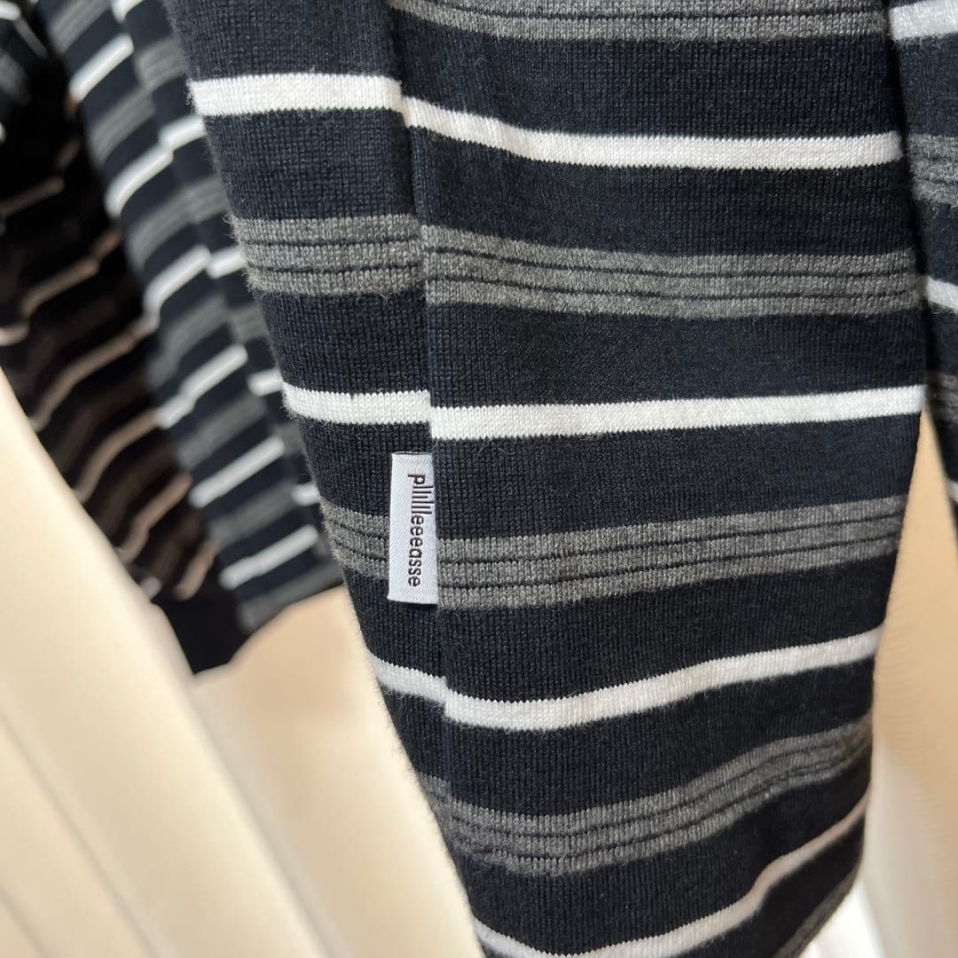 plllllleeasse ブラックストライプ長袖カットソー Lサイズ
