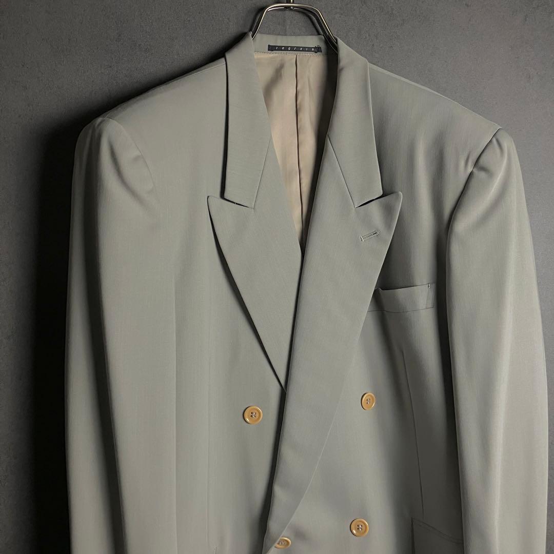 美品✨スーツセットアップ　ダブルブレスト　背抜き　ライトグリーン　M〜L