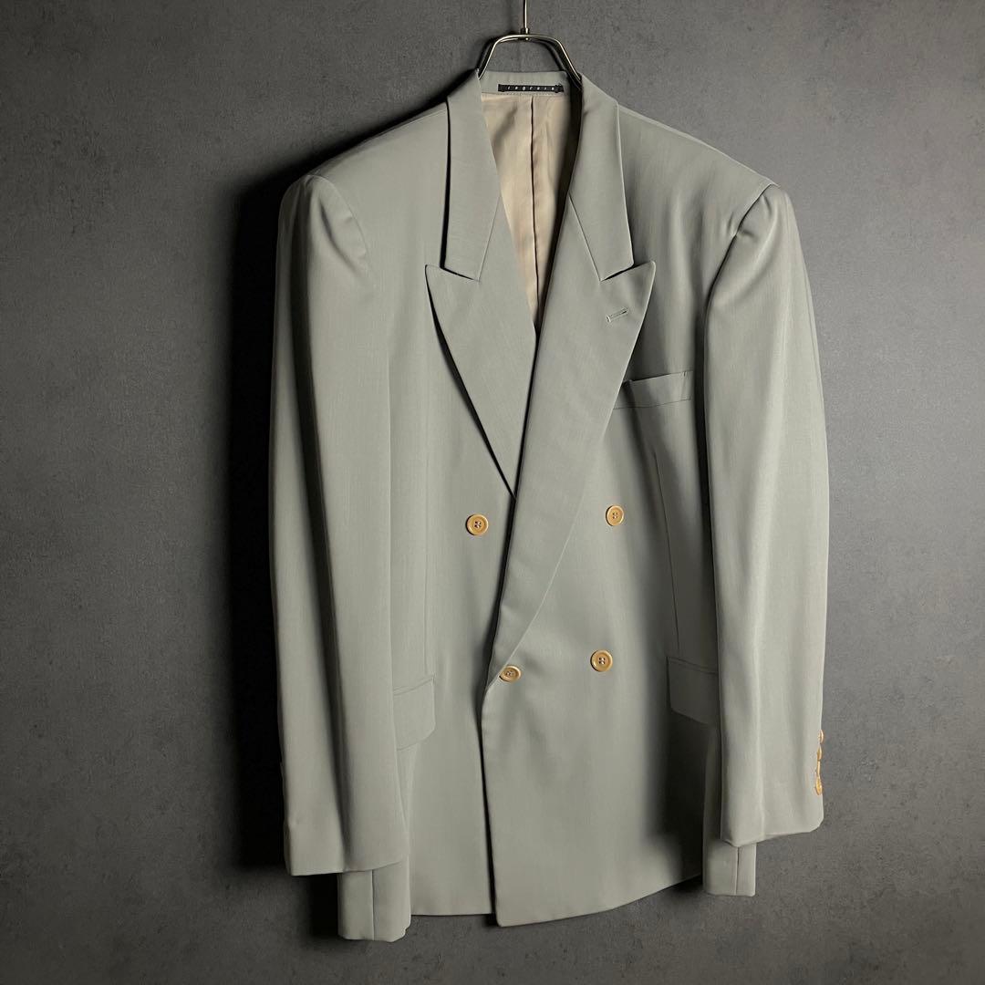 美品✨スーツセットアップ　ダブルブレスト　背抜き　ライトグリーン　M〜L