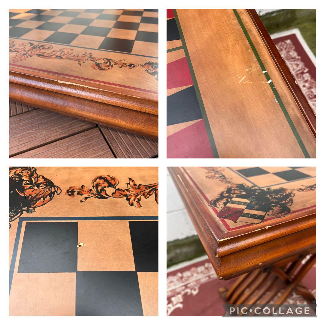 ビンテージ古家具◾️木製家具 天板2面 折りたたみ 木製テーブル ゲームボード