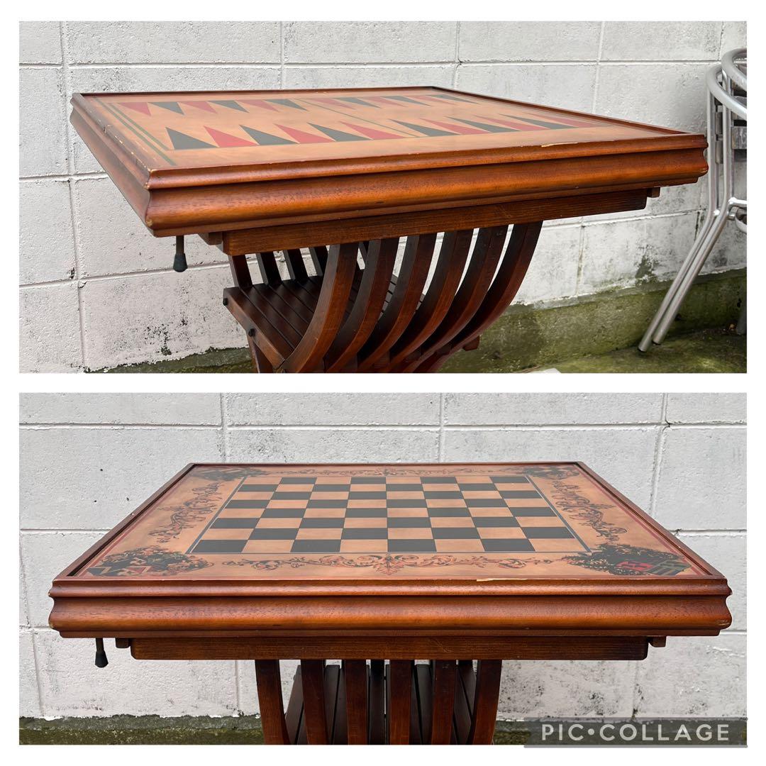 ビンテージ古家具◾️木製家具 天板2面 折りたたみ 木製テーブル ゲームボード