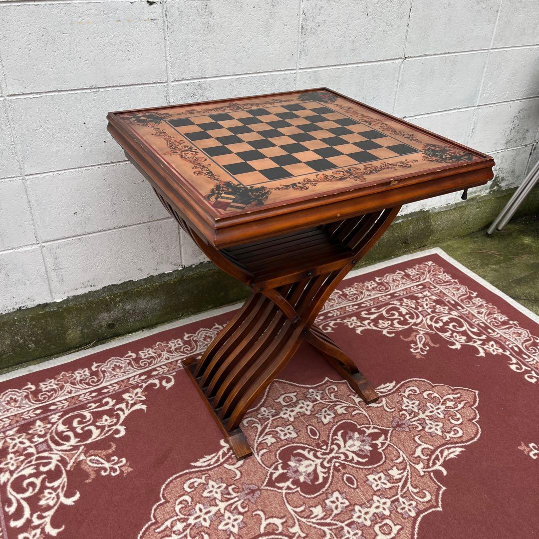 ビンテージ古家具◾️木製家具 天板2面 折りたたみ 木製テーブル ゲームボード