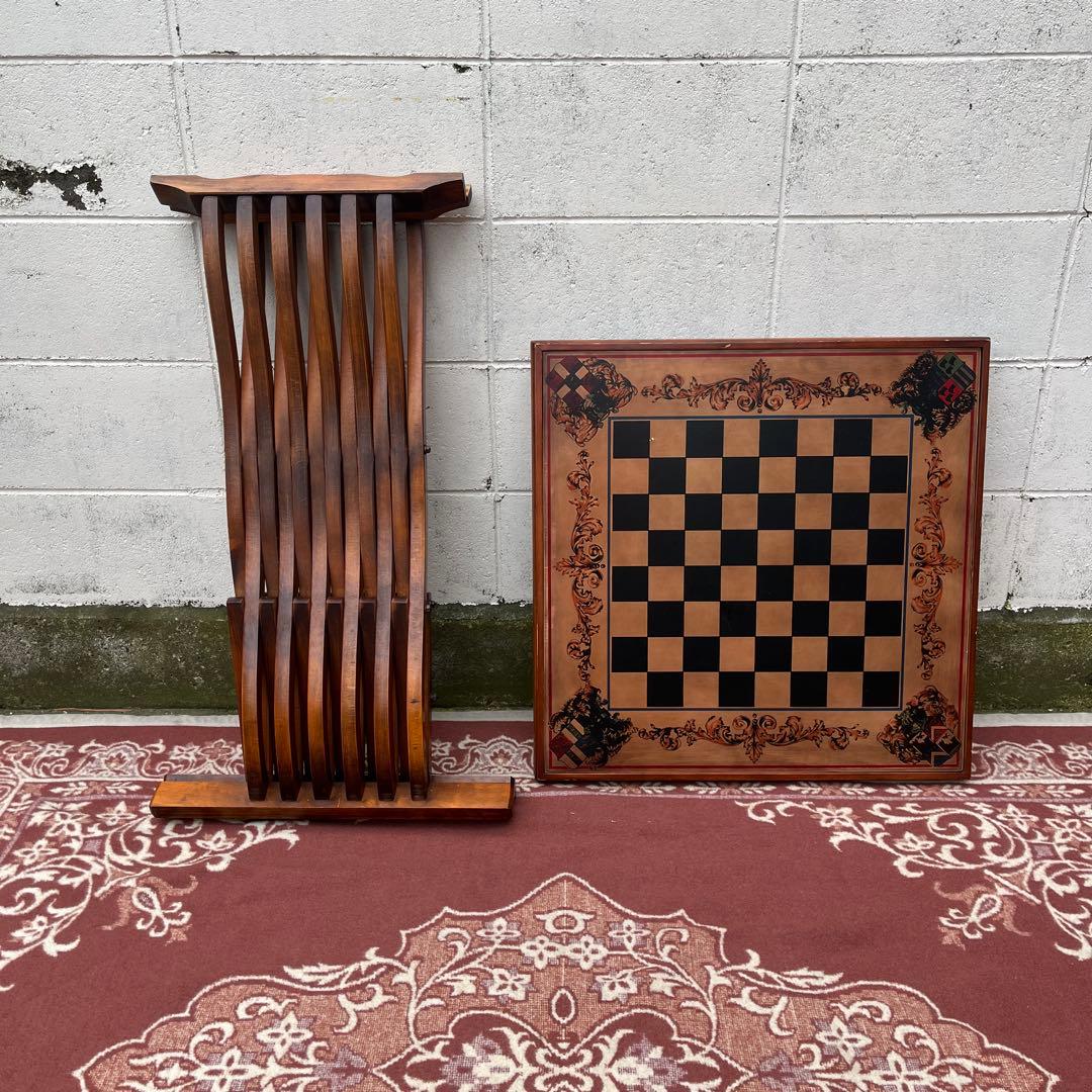 ビンテージ古家具◾️木製家具 天板2面 折りたたみ 木製テーブル ゲームボード