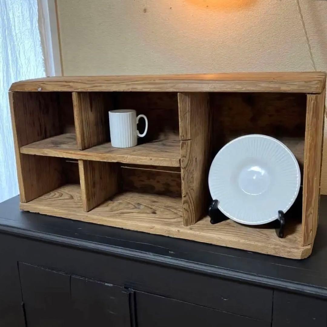 アンティーク　仕切り　棚　ディスプレイラック　パイン