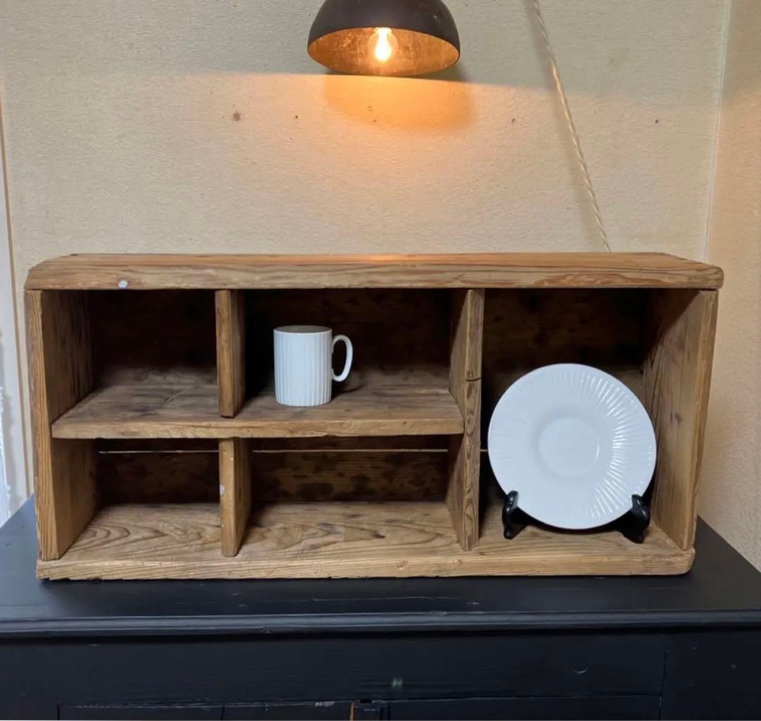 アンティーク　仕切り　棚　ディスプレイラック　パイン