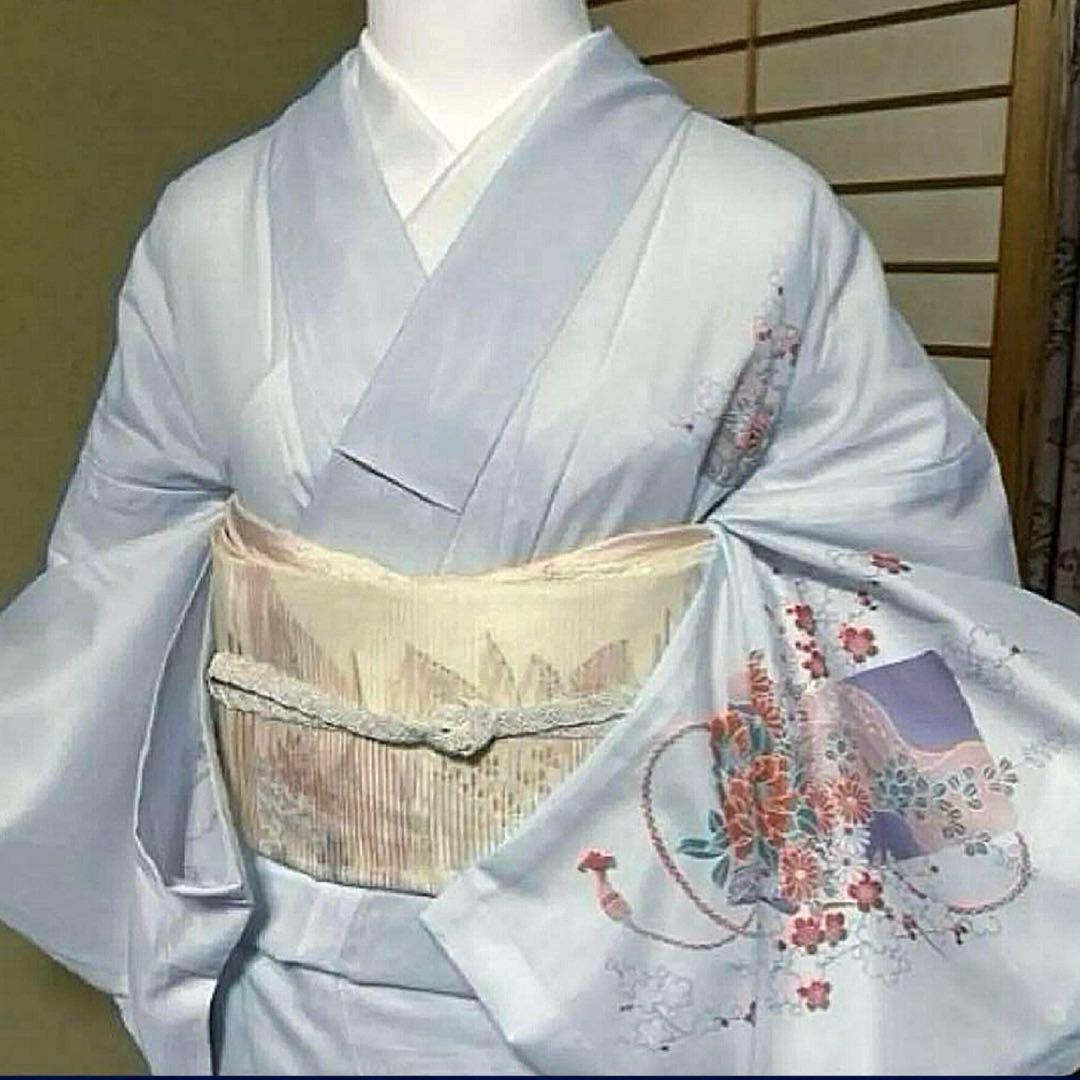 の*こ様 高級化繊　絽　友禅　訪問着　フルセット　4点　美品着物+夏正絹帯+裄丈