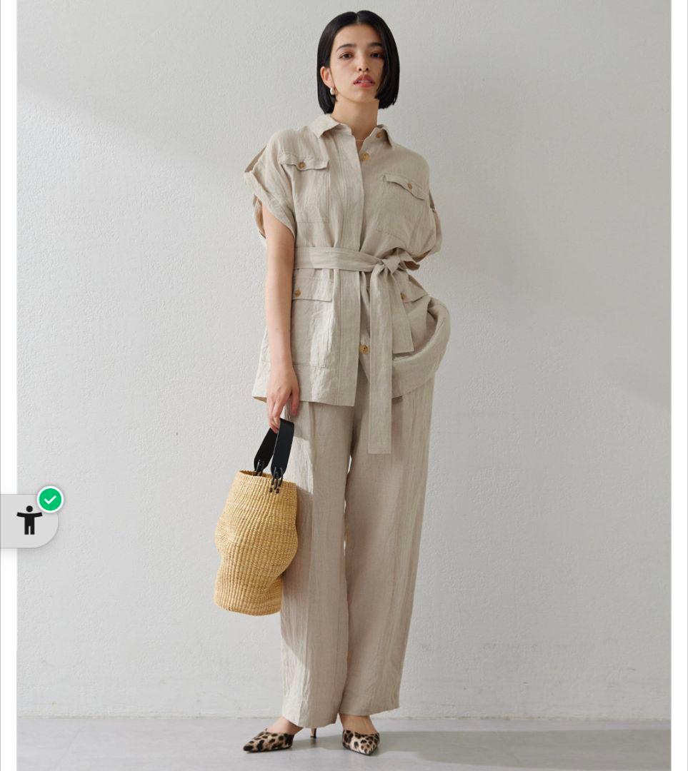 【サイズ:38】リネンミリタリーパンツ