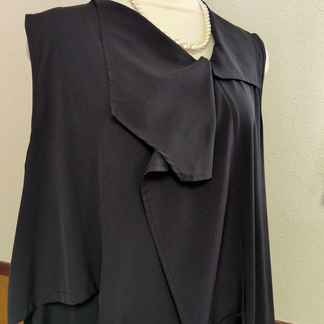 ブラックノースリーブドレープワンピースセンソユニコ 萌 慈雨等