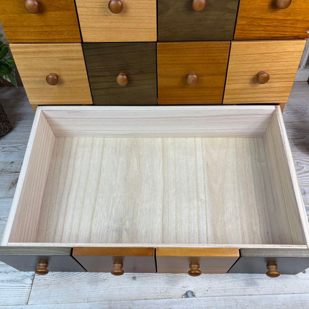 訳あり品【122】ナチュラルウッド多引き出し収納チェストインテリア木製タンス桐材