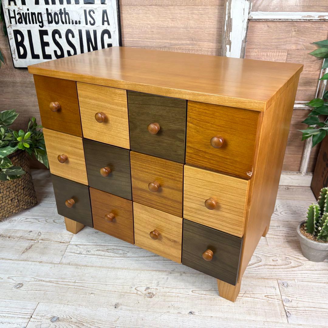 訳あり品【122】ナチュラルウッド多引き出し収納チェストインテリア木製タンス桐材
