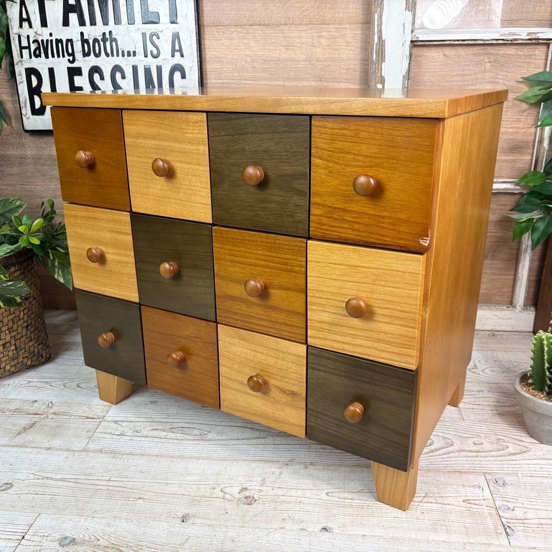 訳あり品【122】ナチュラルウッド多引き出し収納チェストインテリア木製タンス桐材