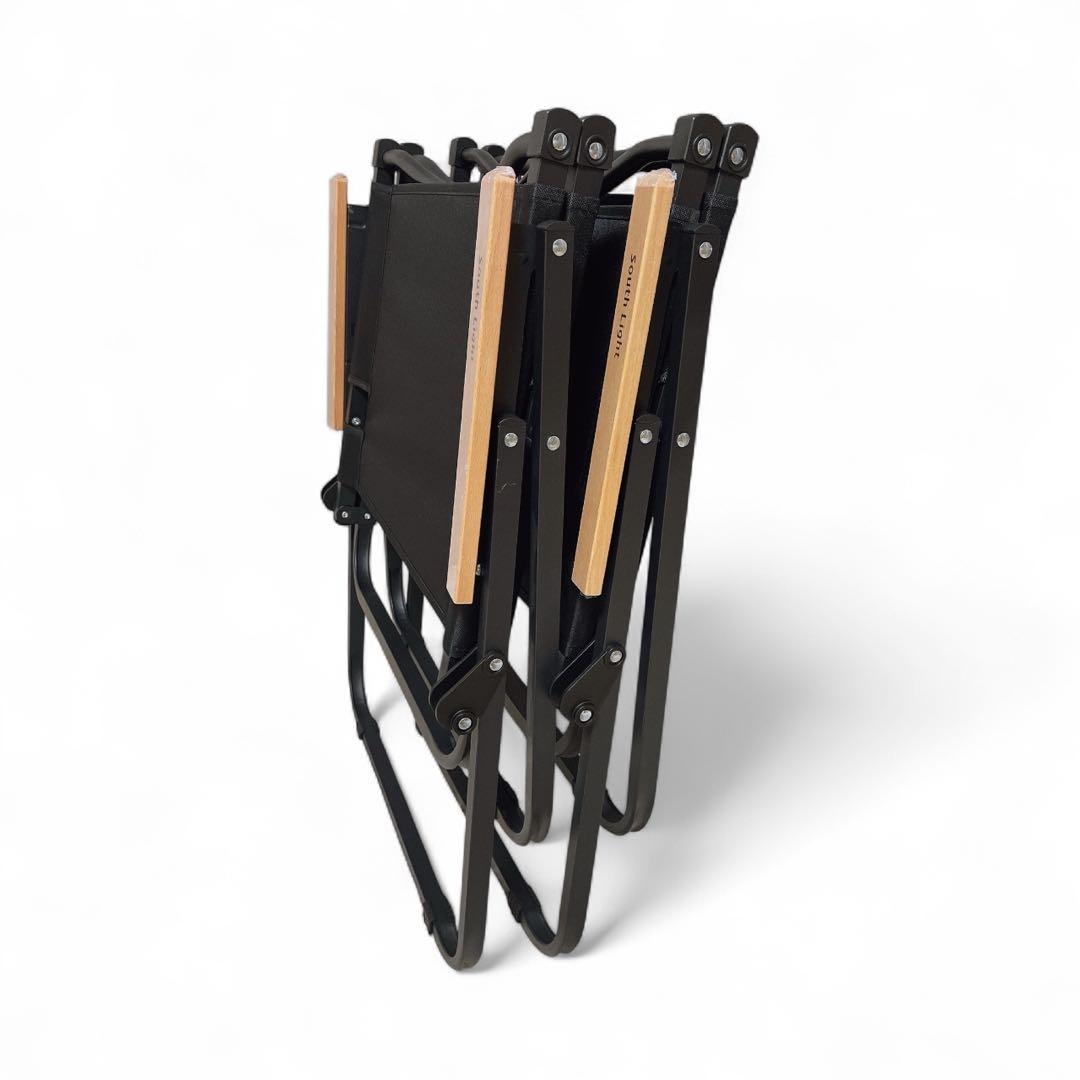 アウトドアチェア 折り畳み 椅子 チェア 2脚セット 木目 ローチェア ブラック