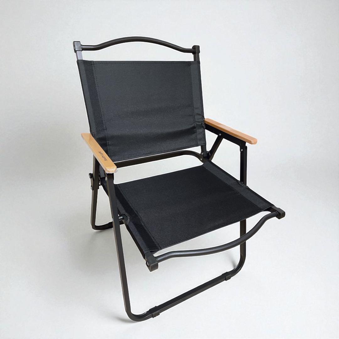 アウトドアチェア 折り畳み 椅子 チェア 2脚セット 木目 ローチェア ブラック
