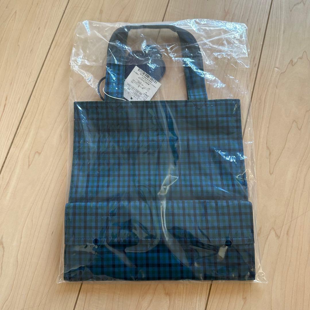 ファミリア トートバッグ 青チェック 小　新品未使用