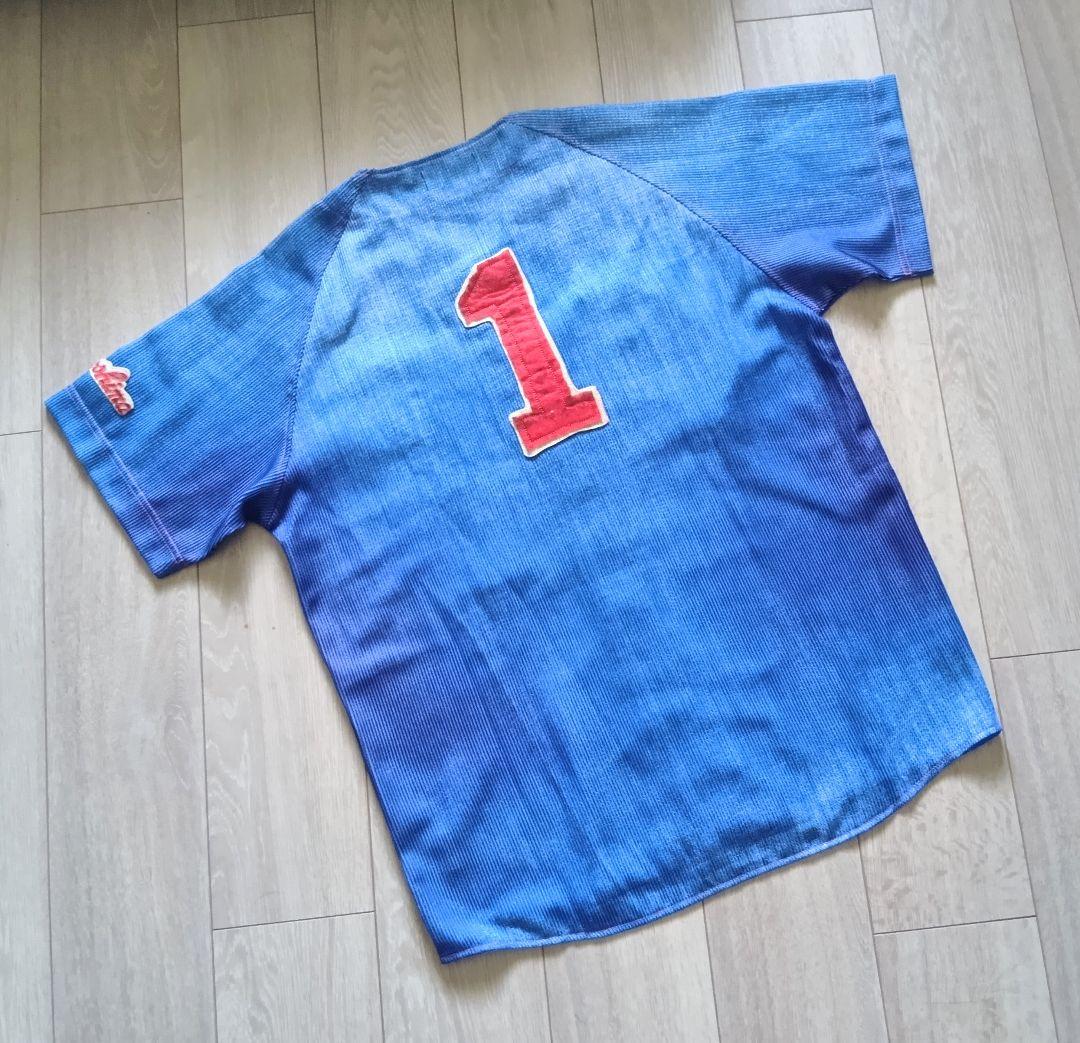 【限定　完売】広島　東洋　カープ　前田智徳　デニム　ユニフォーム　デサント　L