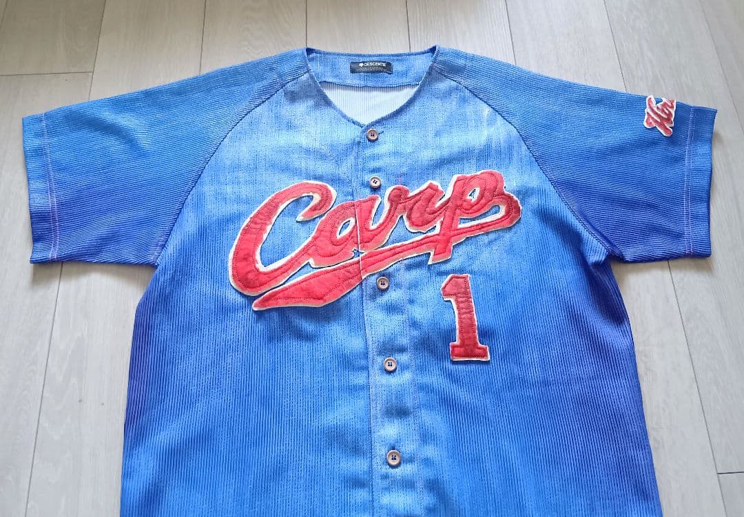 【限定　完売】広島　東洋　カープ　前田智徳　デニム　ユニフォーム　デサント　L