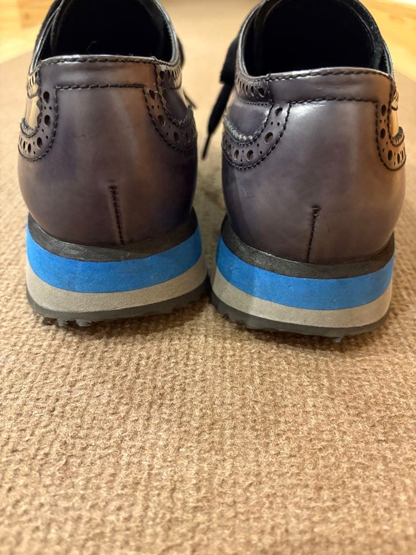 k*o様 ダークブルー レザー ウィングチップ シューズ