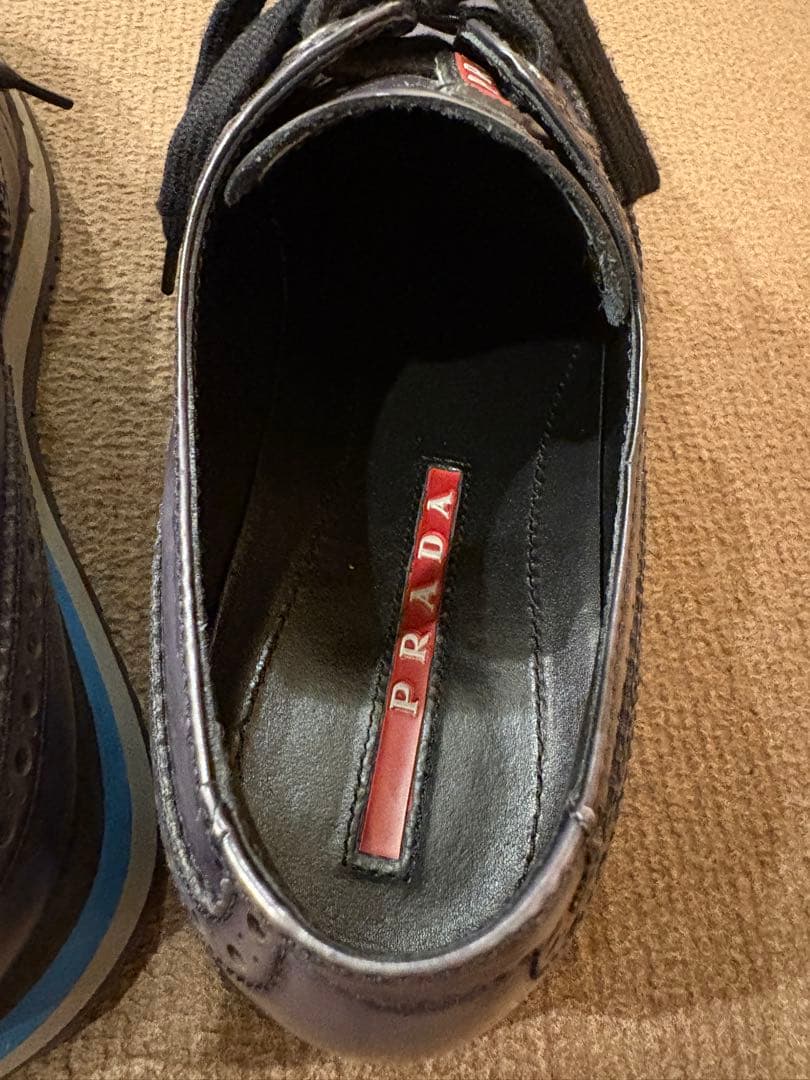 k*o様 ダークブルー レザー ウィングチップ シューズ