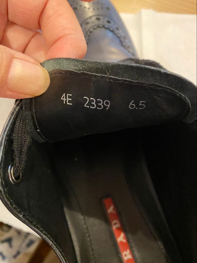 k*o様 ダークブルー レザー ウィングチップ シューズ