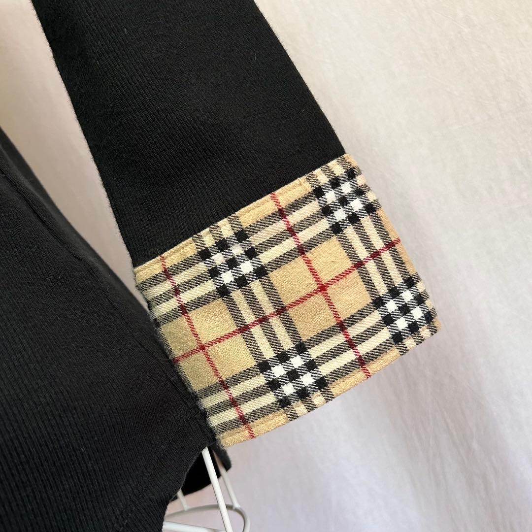 美品 バーバリー ブルーレーベル 長袖 ポロシャツ ニット ノバチェック 黒
