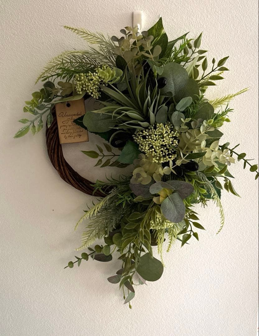 ＊M　フラワーリース＊玄関リース　大きめ　お正月リース　ピンク