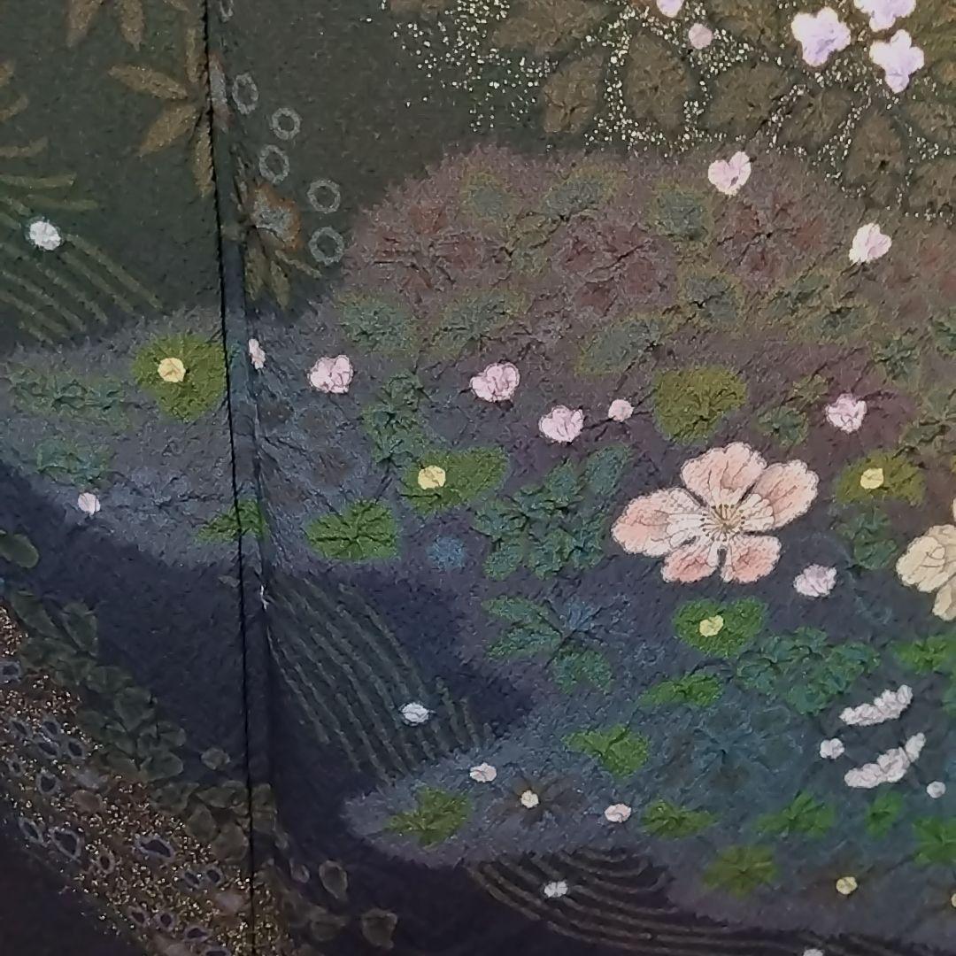 吉乃 一廉 セット 袋帯 絞り 訪問着 作家物 茶緑 辻ヶ花 辻が花 落款