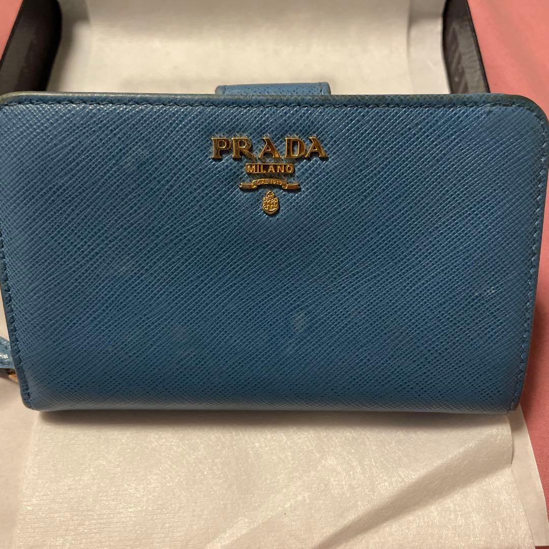 PRADA 二つ折り財布 ブルー