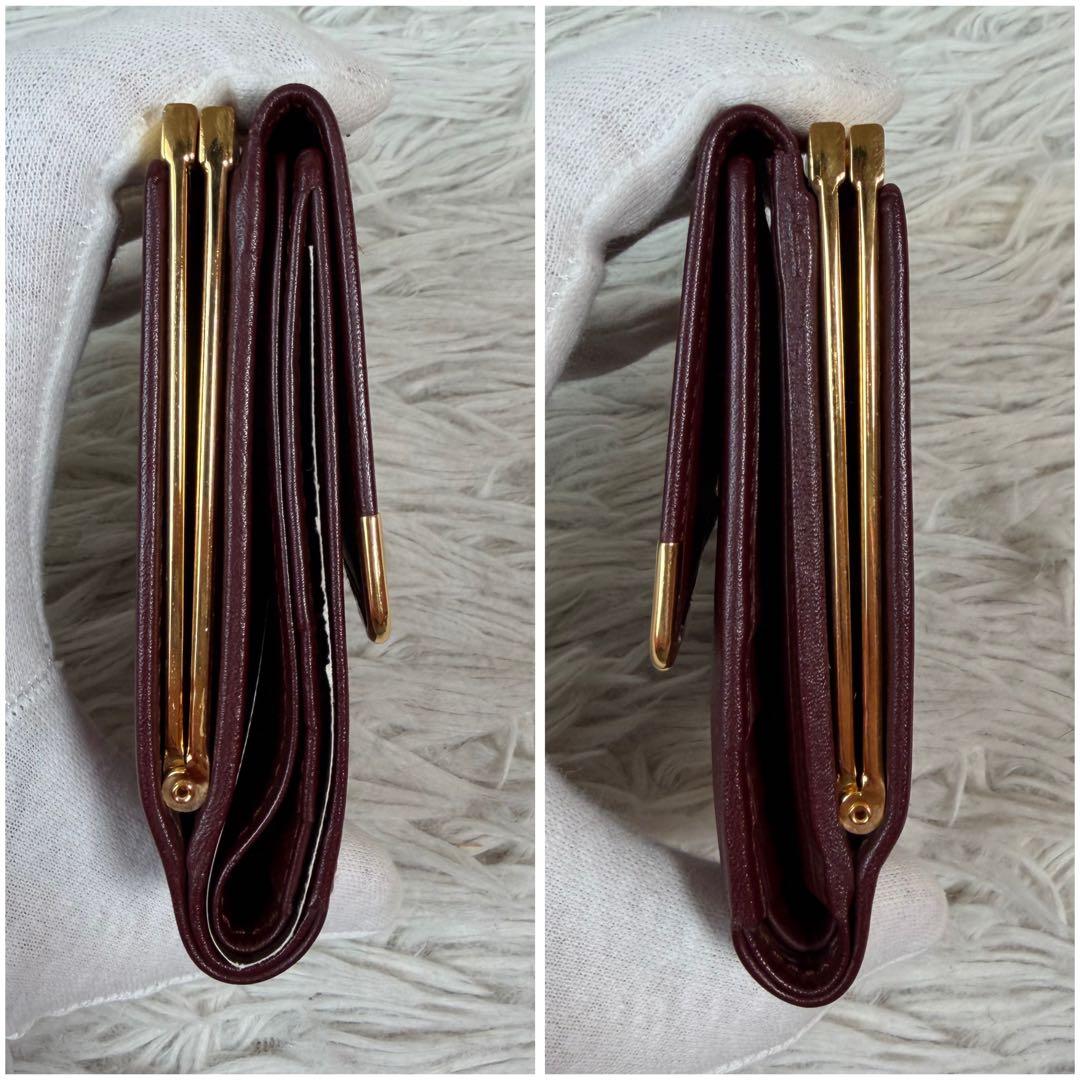 新品未使用/付属品完備✨Cartier 三つ折り財布 がま口 金具 ボルドー