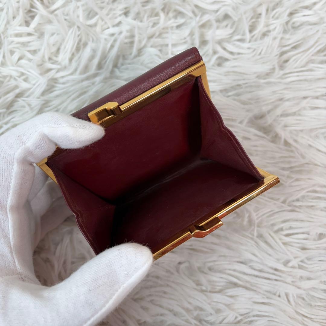 新品未使用/付属品完備✨Cartier 三つ折り財布 がま口 金具 ボルドー