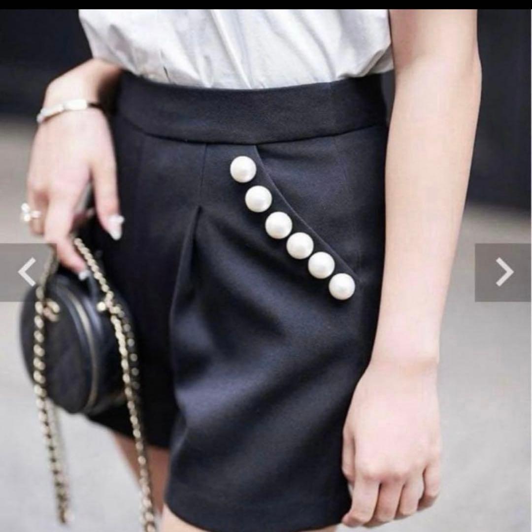 sheller シェリエ パール付 ショートパンツ 黒 ブラック Sサイズ