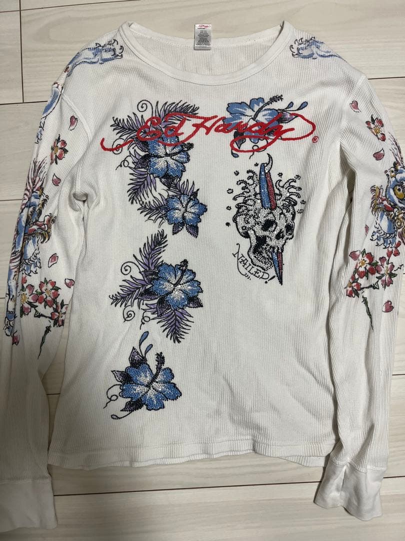 Ed Hardy 花柄 スカルプリント 長袖カットソー S 最終値下げ‼️