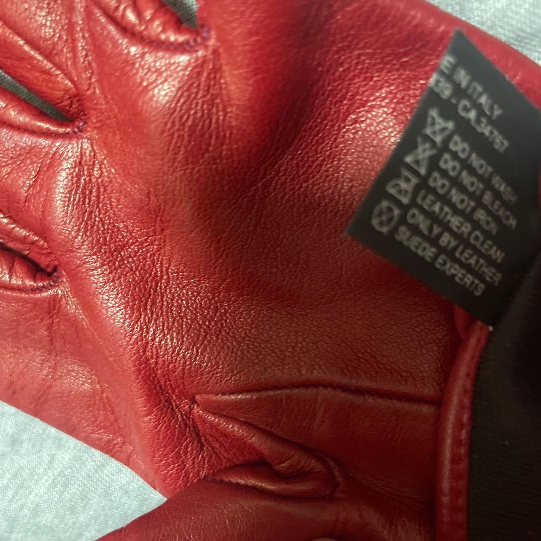 miu miu レザー手袋 レッド 7.5 グローブ　赤　RED