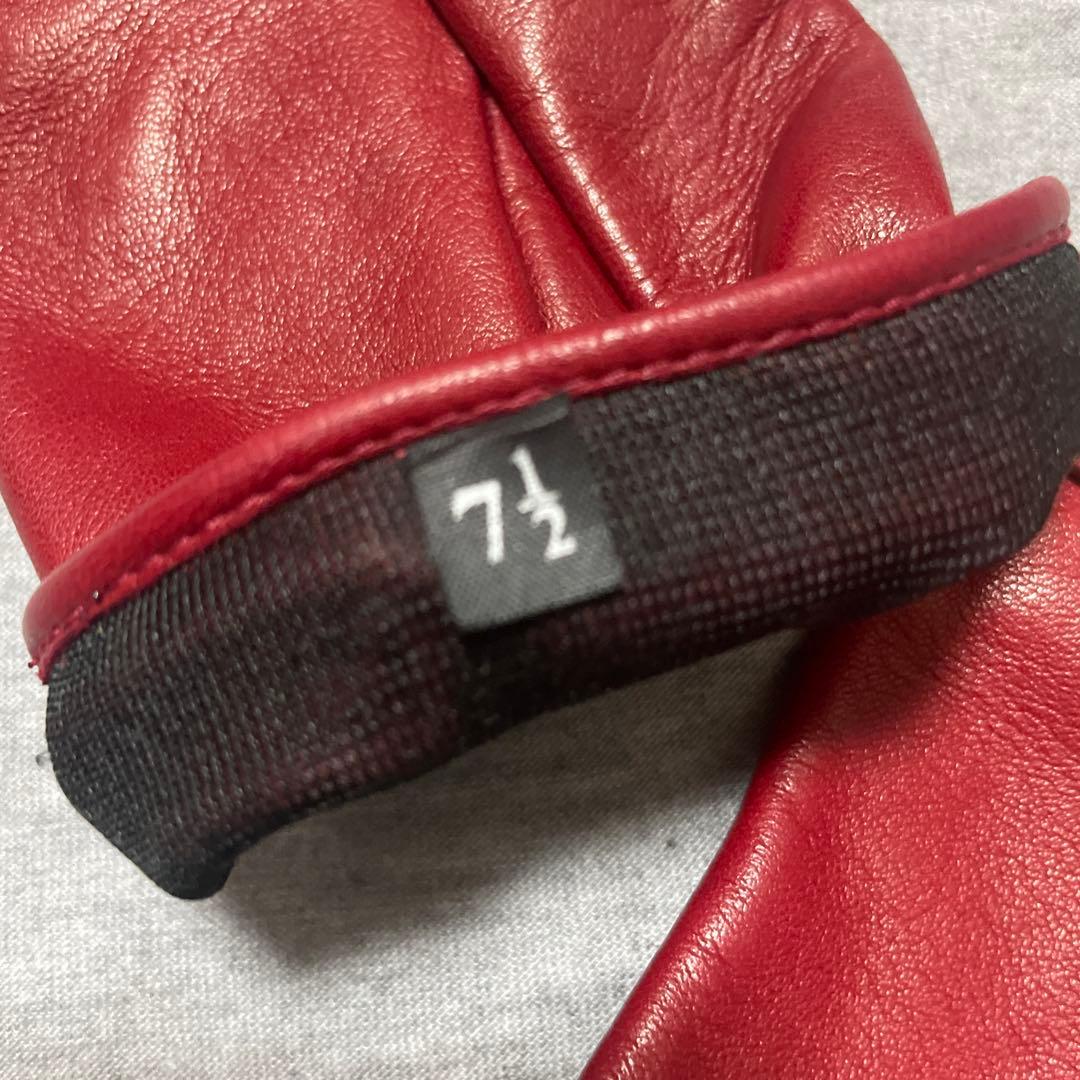 miu miu レザー手袋 レッド 7.5 グローブ　赤　RED