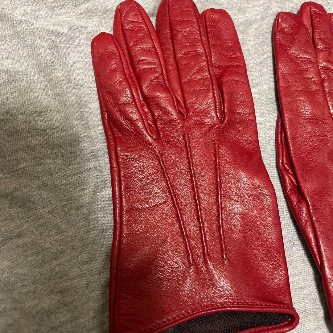 miu miu レザー手袋 レッド 7.5 グローブ　赤　RED