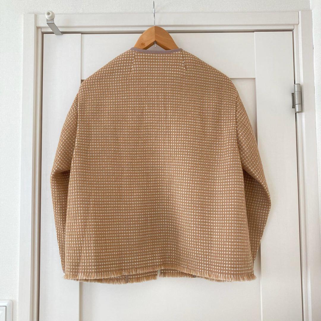 ボールジィBallsey ワッフルツイード ノーカラージャケット 34 入学式