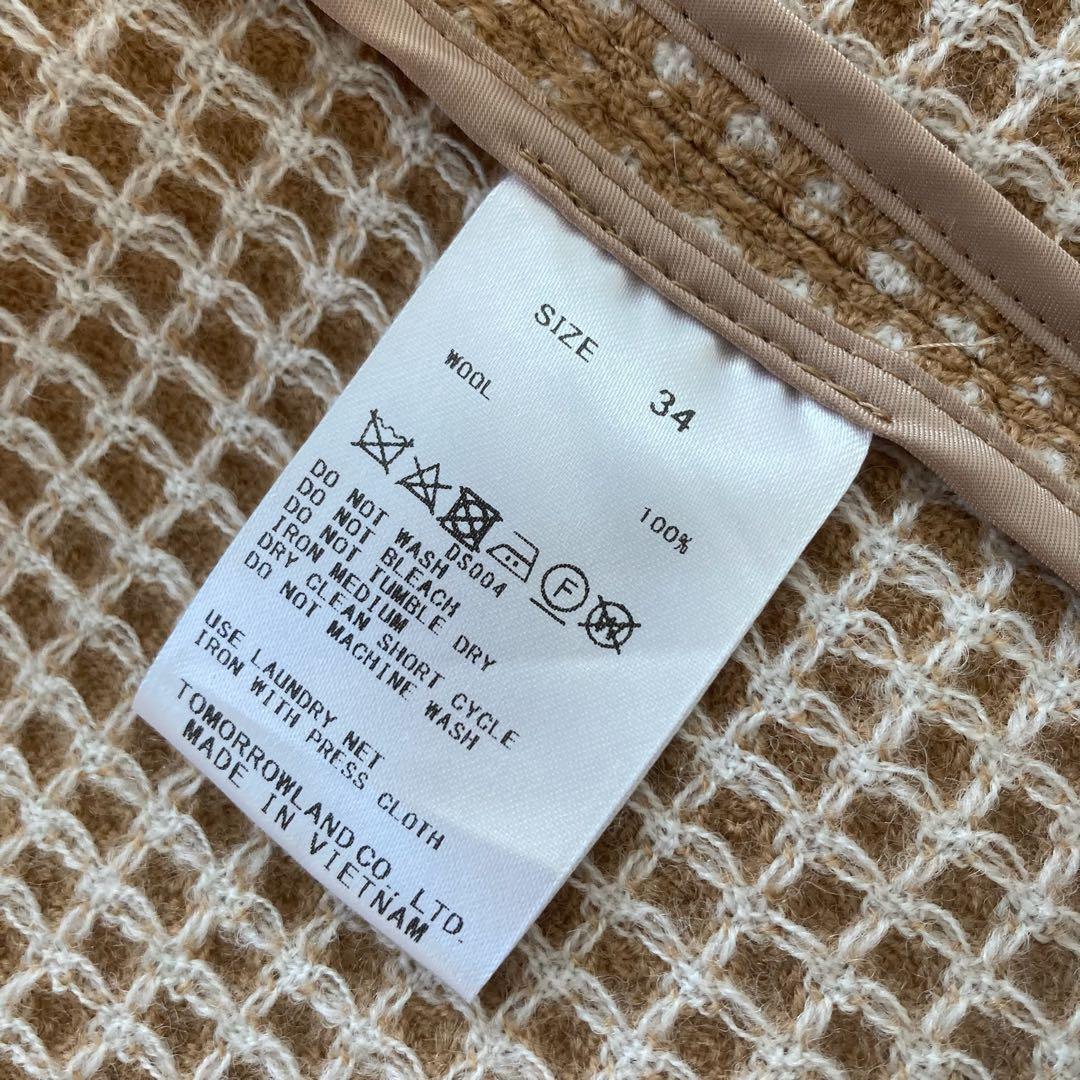 ボールジィBallsey ワッフルツイード ノーカラージャケット 34 入学式