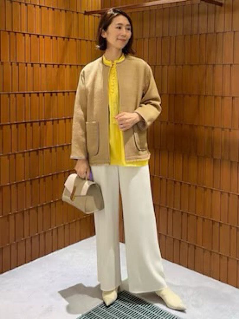 ボールジィBallsey ワッフルツイード ノーカラージャケット 34 入学式