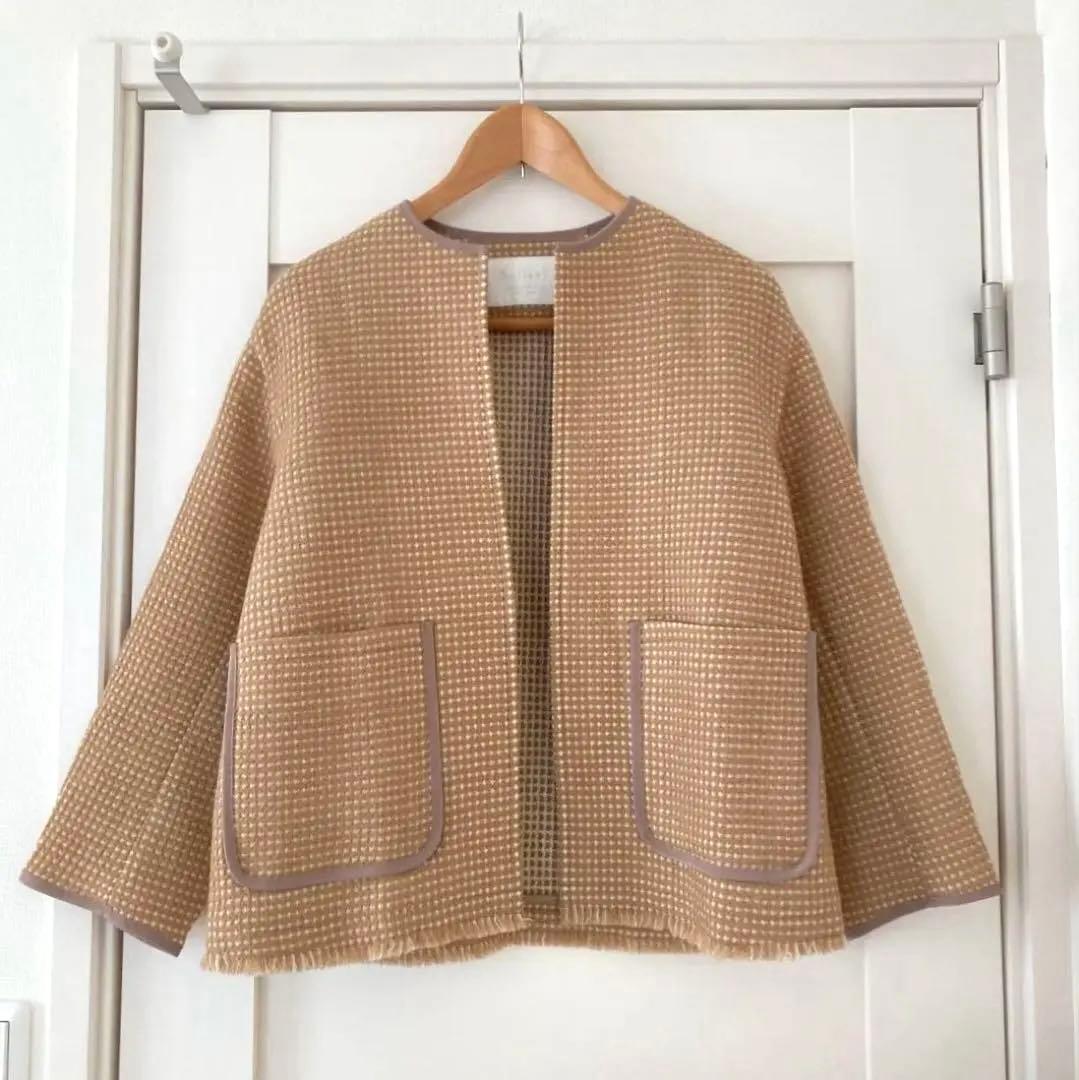 ボールジィBallsey ワッフルツイード ノーカラージャケット 34 入学式