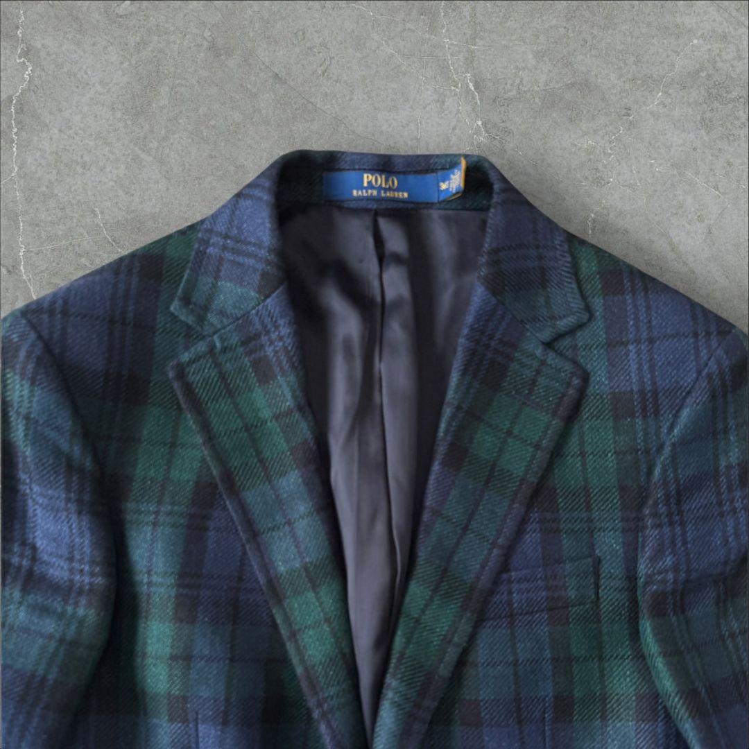未使用に近い 現行 QR ラルフローレン ブラックウォッチ 麻 ジャケット