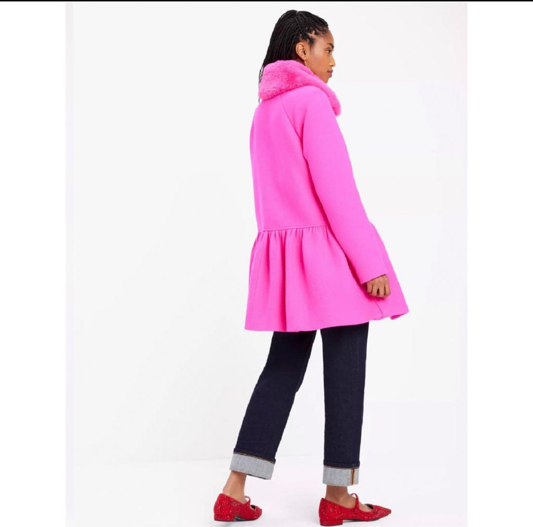 m　再値下げ　新品！ケイトスペード コート　ファーコート　バービー ピンク